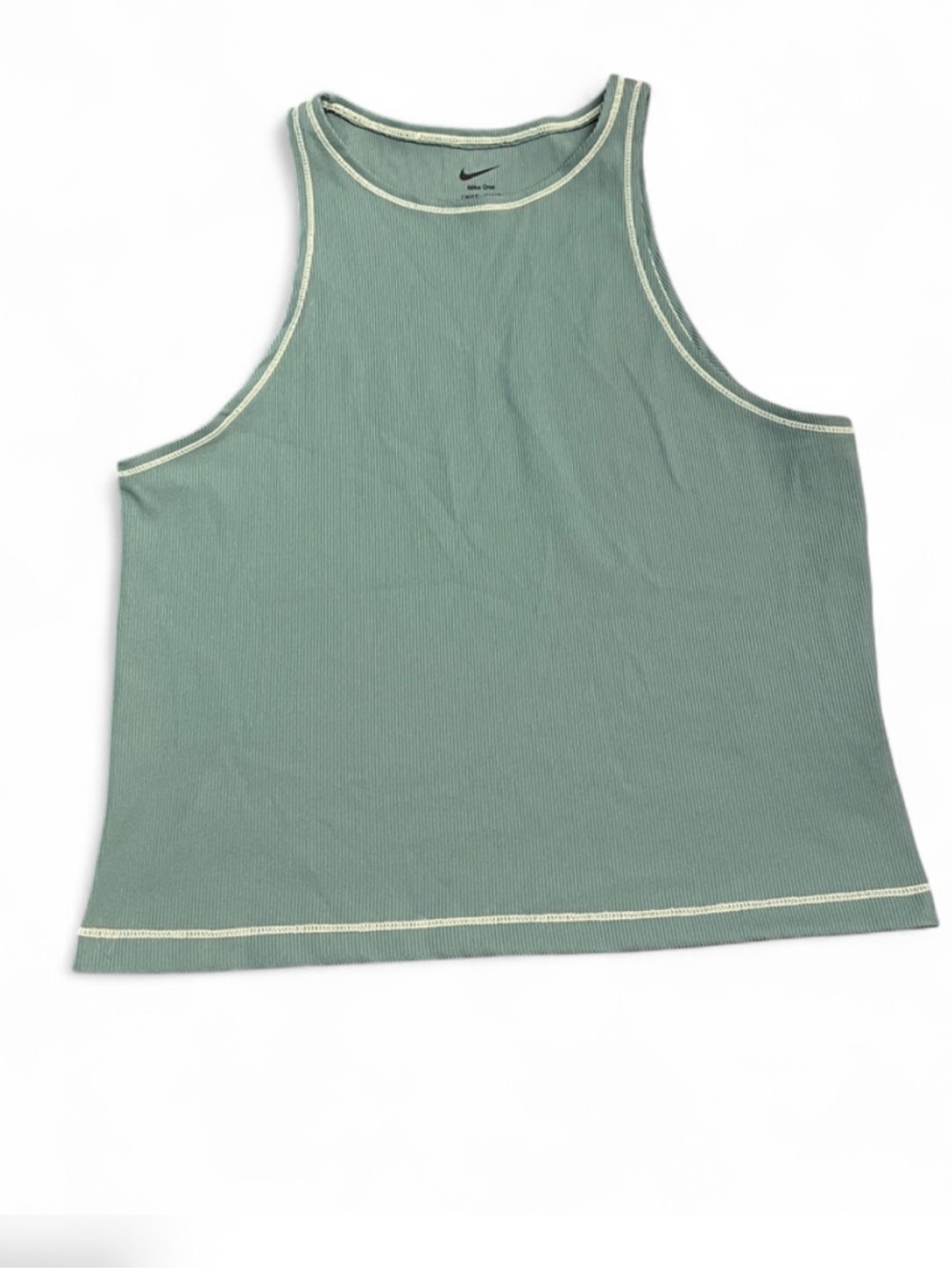 Nike One Green Ribbed Dri‑Fit Top